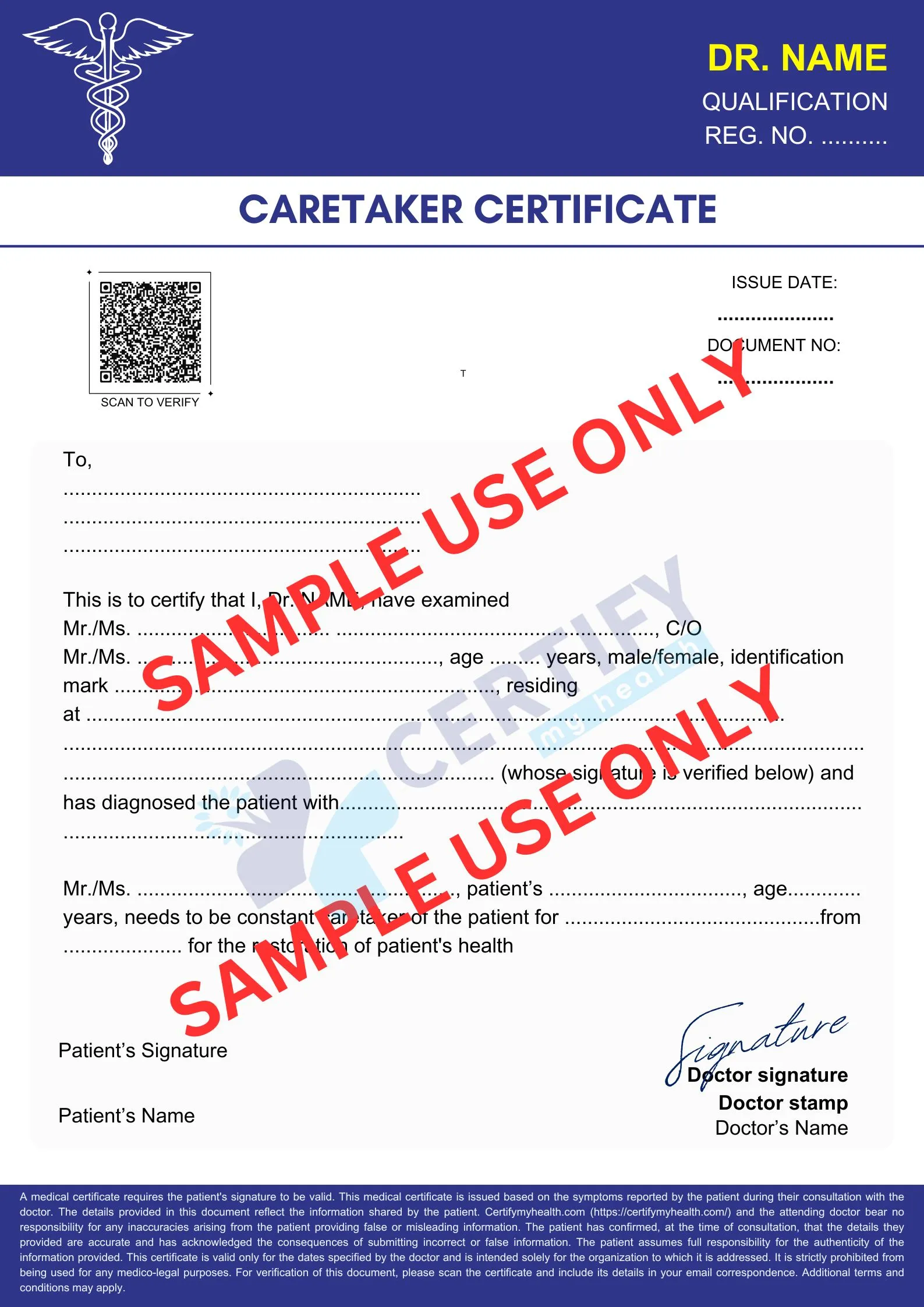 Sample medical certificate