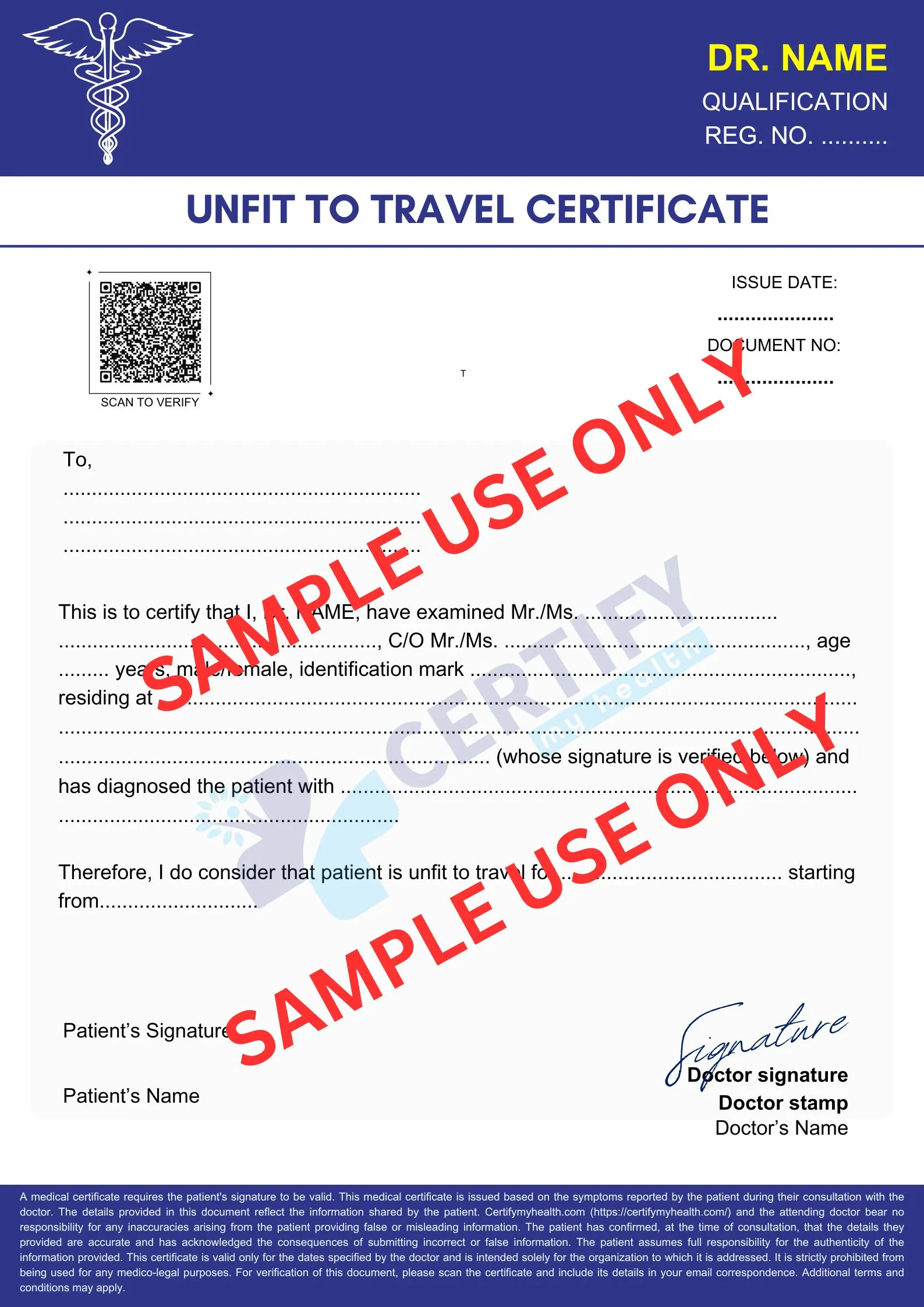 Sample medical certificate